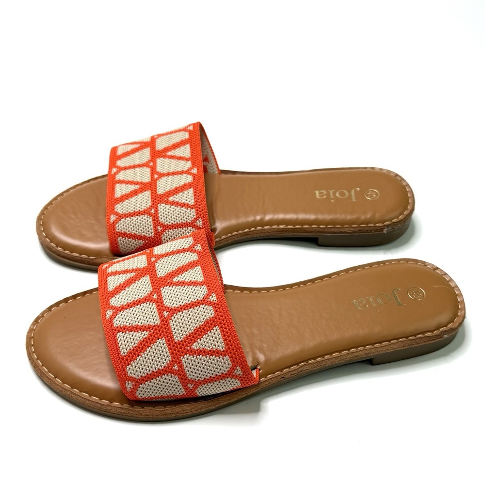 Joia Women's Sandals Slides Size US 9-9.5 EU‎ 40  Orange/White/Tan Slip-ons